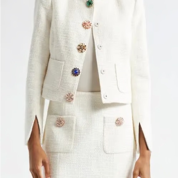 Cinq à Sept Randi Tweed Rhinestone-Button Jacket - Picture 3 of 7